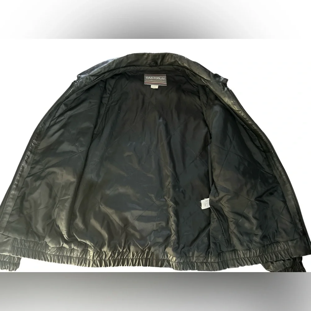 Vintage Black Leather Bomber Jacket Oakton Ltd Leather Collection Men’s Large